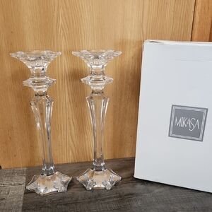 Mikasa Clear Glass Candle Holders Set Of 2